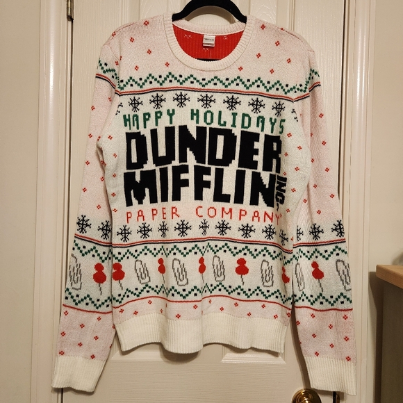 New With Tags "The Office" Happy Holidays Festive Sweater Size Medium - Picture 1 of 8